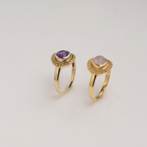 Electroplated Brass <b>Ring</b> Rose <b>Quartz</b> Round Cabochon Fixed Size Elegant Halo Statement <b>Ring</b> Handmade Women Jewelry Bezel Setting - Product Image 3