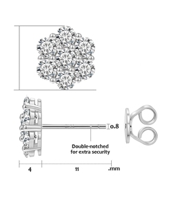 Boucles d'oreilles clous fleur en moissanite multi-tailles en gros, en argent sterling 925, diamant VVS, bijoux de luxe pour hommes et femmes - Product Image 4