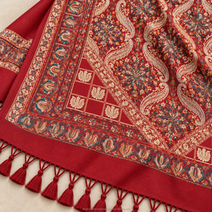 Châle en pure laine de cachemire indienne, travail luxueux, design époustouflant, motif feuille printemps/hiver, style musulman, multicolore - Product Image 5