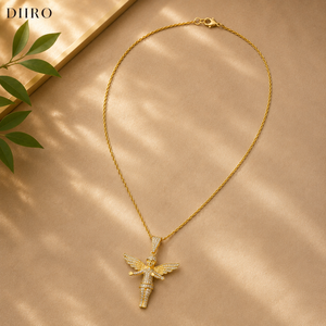 Collar con Colgante de Ala de Ángel Personalizado, Diamante Moissanite VVS1, Joyería Hip Hop en Oro Amarillo de 14K - Product Image 6