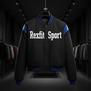 Veste de baseball unisexe RexFit Sport personnalisée, style Letterman, avec manches en cuir, patch brodé, OEM ODM - Product Image 4