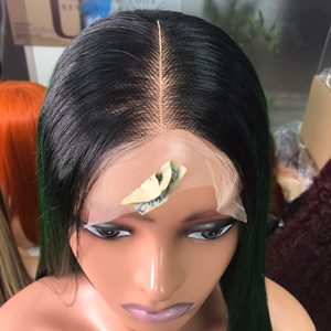 Extensions de cheveux de couleur vert foncé de cheveux humains droits d'os avec la perruque transparente de dentelle vrais cheveux humains - Product Image 2