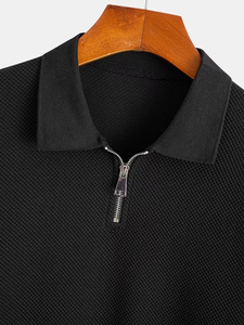 Men's <b>Zip</b> <b>Up</b> <b>Polo</b> Shirt and Shorts Set Breathable Knitted 2 Piece Casual Summer Sportswear - Product Image 4
