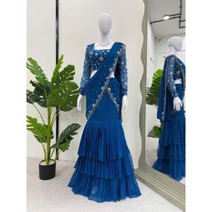 Prêt-à-porter Robes de Bal Élégant Lehenga Saree pour les Fêtes - Product Image 4