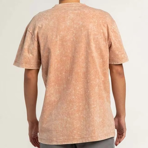 เสื้อยืดพรีเมียมผู้ชายสไตล์วินเทจสีพีชฟอกสีแบบเอซิดวอชทรงโอเวอร์ไซส์แนวสตรีทแวร์ ย้อมสีตามสั่ง ผลิตแบบ ODM ผ้าฝ้ายเนื้อนุ่ม - Product Image 3