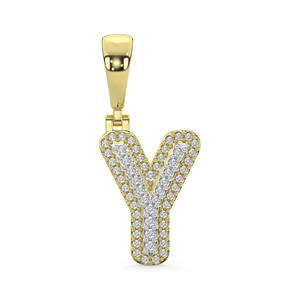 Colgante de Lujo con Letra Y, Diamante Cultivado en Laboratorio de Corte Redondo, Inicial en Oro Amarillo de 14K, Claridad VVS1, Personalizado y Fino - Product Image 6