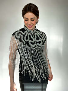 Flecos de Cuentas de Lujo de 20 cm en Color Azul Turquesa, Adorno de Flecos con Cuentas y Cristales para Vestidos de Fiesta - Product Image 5