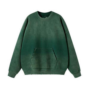 เสื้อสเวตเชิ้ตคอกลมทรงโอเวอร์ไซส์สำหรับผู้ชาย สีเขียวล้วน มีกระเป๋า ผ้าเฟรนช์เทอร์รี่ สวมใส่สบายๆ สำหรับฤดูใบไม้ร่วง - Product Image 1