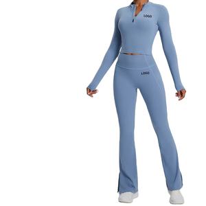 Conjuntos Deportivos de 2 Piezas para Mujer, Ropa de Yoga de Manga Larga para Gimnasio y Entrenamiento - Product Image 1