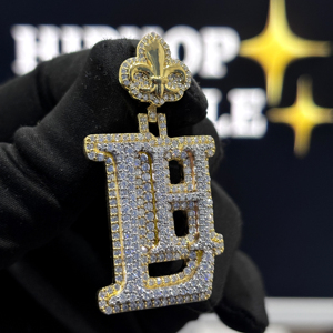 <b>Custom</b> Raised Script <b>Name</b> Pendant 925 Sterling Silver VVS Moissanite Fully Iced Pave 22K Gold Plated Hip Hop <b>Necklace</b> Unisex - Product Image 4