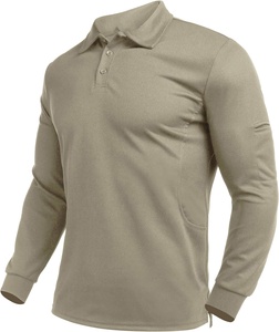 Vente en gros de polos de golf tricotés couleur unie manches complètes conception personnalisée 100% coton polo à manches longues pour hommes - Product Image 5