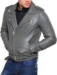 Blouson moto homme personnalisé en cuir d'agneau véritable, à capuche, fermeture éclair verticale, coupe ajustée, manches classiques, couleur unie sur le devant - Product Image 3