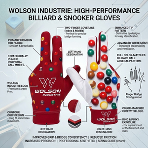 Gants de snooker de qualité supérieure en tissu maillé élastique, légers et portables, pour un contrôle précis du bâton de billard et l'entraînement. - Product Image 4