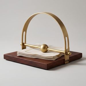 Porte-serviettes en bois Golden Arc avec cadre métallique, porte-mouchoirs pour table à manger, hôtel, restaurant, décoration de cuisine - Product Image 6