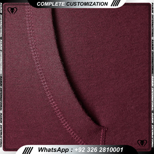 Sweat-shirt à capuche pour homme, couleur bordeaux, coupe classique, couleur unie, style décontracté, automne, coton tricoté, pull avec poche - Product Image 5