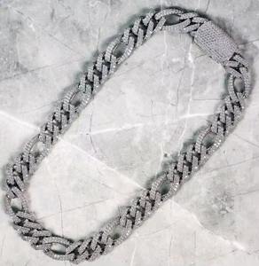 925 Sterling <b>Silver</b> 14K White Gold Men's <b>Cuban</b> <b>Chain</b> 18mm, 22inchVVS1 Moissanite Diamond Pendant Charm Excellent Touch - Product Image 2