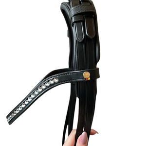 Nueva y Exclusiva Diadema de Cuero Hecha a Mano con Cristales y Pedrería, Estilo Inglés, para Caballo, Personalizable en Color y Tamaño - Cob-Full - Product Image 4