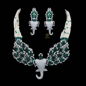 Velora CZ Designer Necklace and Earring Set-Gold Plated Fashionable Zircon Jewelry for Wedding and Festival - Product Image 5