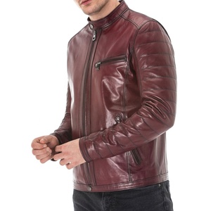 Personalizable de los hombres granate chaqueta de bombardero Slim Fit a prueba de viento impermeable Reversible cierre frontal cremallera Original de cuero de vaca de invierno - Product Image 3