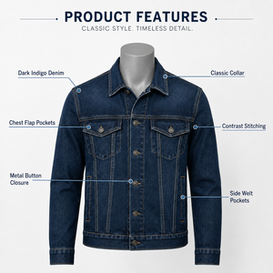 Nueva Chaqueta Vaquera para Hombre con Tela Vaquera Resistente, Ajuste Cómodo, Costuras de Calidad y Diseño Elegante para Uso Diario Informal - Product Image 6