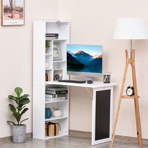 Tavolo da Scrittura Convertibile con Ripiano Laterale e Design Estensibile per Ufficio Domestico - Product Image 6