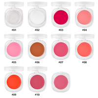 Fard à joues crème 10 couleurs, minéral, waterproof, végétalien, haute pigmentation, application facile, fini naturel, pour peaux claires, marque privée