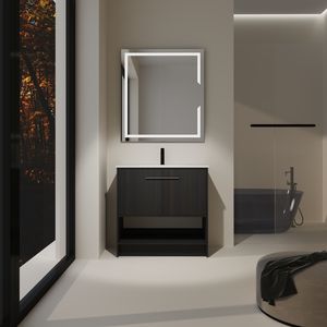 Meuble-lavabo autoportant de 36 pouces avec 2 portes à fermeture douce, vasque en céramique et armoire en contreplaqué - Meubles-lavabos - Product Image 2