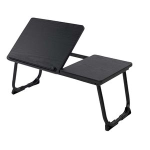 <b>Laptop</b> Desk with <b>Adjustable</b> Height and Rotatable Tilt Top Folding Black Woodgrain <b>Table</b> - Product Image 3