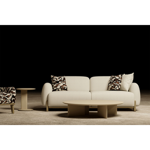 Modern Curved Fabric <b>Sofa</b> Set Luxury Living Room Furniture with Accent <b>Chairs</b> and Ottoman - Product Image 3