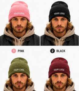 Custom Logo Ribbed Knit Beanie Hat Winter Warm Embroidered Logo Cuffed Beanie <b>Cap</b> for Women Unisex Jacquard 2026 - Product Image 3