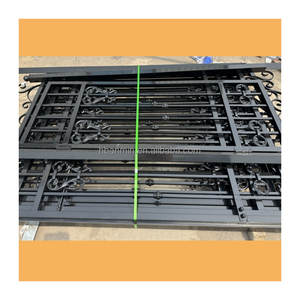 Clôture de jardin en acier Clôture métallique moderne en acier zingué Panneaux de clôture en acier à dessus plat en <span class=keywords><strong>fer</strong></span> <span class=keywords><strong>forgé</strong></span> de sécurité galvanisés en noir 6x8 - Product Image 6