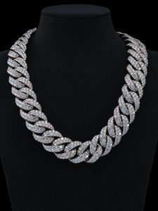 Luxury Silver Moissanite Hiphop Cuban <b>Statement</b> <b>Necklace</b> Pave Round Brilliant Cut Link Chain Unisex Party Jewelry - Product Image 1