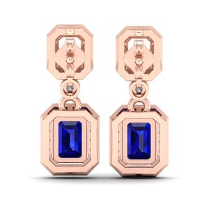 REYES Pendientes de Plata de Ley 925 de Alta Calidad con Moissanita, Joyería Fina para Boda, Corte Esmeralda, 2 Quilates, Gema de Zafiro Azul - Product Image 4
