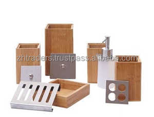 ชุดอุปกรณ์ห้องน้ำทำจากไม้ธรรมชาติปรับแต่งได้อุปกรณ์จัดระเบียบหกชิ้นแบบพรีเมี่ยมสำหรับบ้านที่ทันสมัย - Product Image 4