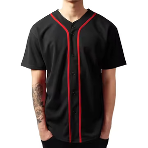 Hot Selling Men's Softball\Baseball Button Down Mesh Jersey Solid 100%<b>Polyester</b> Customizable V-neck Plus Size Team <b>T</b>-<b>Shirt</b> - Product Image 1