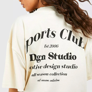 Custom Women <b>Cream</b> Oversized <b>T</b> <b>Shirt</b> Drop Shoulder Short Sleeve Crew Neck Loose Fit Casual Tee Wholesale Manufacturer - Product Image 6