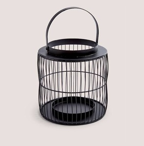 Lanterne ronde en fer avec bougie LED sans flamme et poignée pour la décoration de la maison et du jardin - Product Image 6