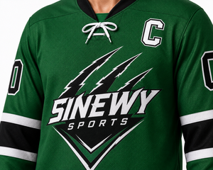 เสื้อฮอกกี้น้ำแข็งสีเขียวแขนยาวคอวีสำหรับผู้ชาย SINEWY SPORTS แบบซับลิเมชั่นสั่งทำพิเศษสำหรับทีม ระบายเหงื่อได้ดี ทรงปกติ - Product Image 4