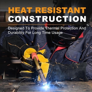 Gants de sécurité robustes en cuir de vachette pleine fleur pour la soudure, résistance à l'abrasion, pour la lutte contre les incendies, la construction, la protection lors du barbecue - Product Image 2
