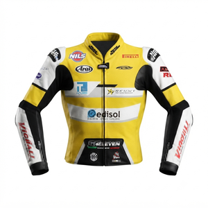 Men’s Cowhide Leather <b>Racing</b> <b>Jacket</b>/Chaqueta MotoCP Style CE Level 2 Armor Motorcycle Track Riding Protective Gear CE - Product Image 1