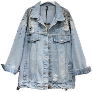 Long Sleeve Lapel Pocket Button Cardigan Women Denim Jacket Beaded <b>Rivet</b> Washed Fashion Ladies Coat Streetwear Outerwear - Product Image 5