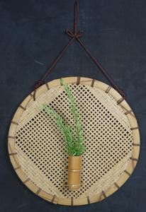 Japanese Bamboo Wall Hanging Vase Traditional Woven <b>Basket</b> With <b>Small</b> Bamboo Tube Ikebana Floral Display Supplier - Product Image 2