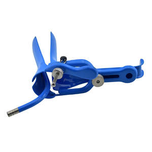 Spéculum gynécologique manuel doublement isolé de haute qualité (bleu) avec évacuation des fumées pour procédures électrochirurgicales - Product Image 2