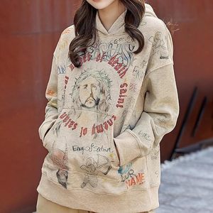Sweat à capuche streetwear personnalisé 100 % coton, coupe oversize et ample, hiver, style français - Product Image 2