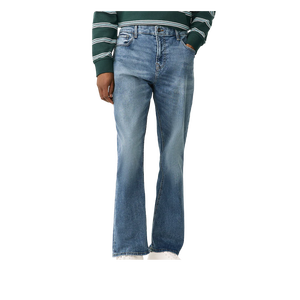 Jean en denim coupe droite pour homme, délavé moyen, coupe classique, décontracté, pour l'automne, en coton, couleur unie - Product Image 3