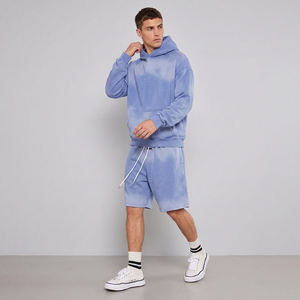 OEM Custom Logo High Street Oversized Hoodie and Shorts Set Vintage Acid Wash Streetwear Heavyweight <b>Tracksuit</b> 2 Piece Set - Product Image 6