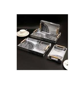 Plateau de service en bois moderne de conception récente avec poignées métalliques pour la maison, l'hôtel, le restaurant, le Ramadan, le mariage, Diwali - Product Image 3