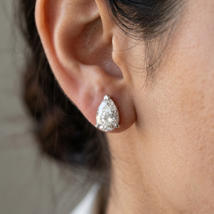 Pendientes de Diamantes Cultivados en Laboratorio con Corte de Pera, Ródio, Oro Sólido de 14K, Color Blanco E, Certificación IGI, Clásicos para Compromiso, para Mujer - Product Image 4