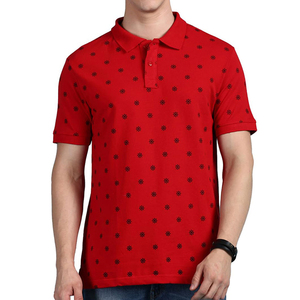 เสื้อโปโลผู้ชายลายสีแดง แขนสั้น พิมพ์ลายลำลอง ดีไซน์ตกแต่งทั่วตัว ปกคอพับ สวมใส่สบาย - Product Image 2