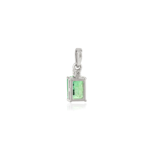 Pendentif minimaliste élégant au design classique, taille émeraude et diamant, serti à griffes, unisexe, tendance au quotidien, bijoux en or blanc 14 carats - Product Image 6
